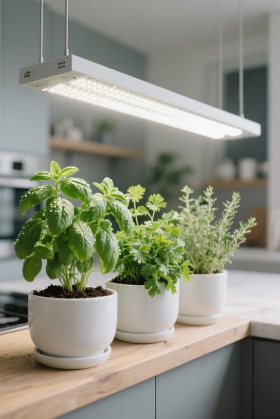 indoor herbs under lights